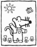 A coloring page of maisy