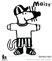 A coloring page of maisy