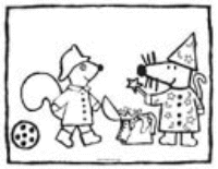 A coloring page of maisy