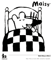 A coloring page of maisy
