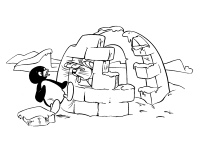 A coloring page of pingu