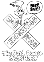 A coloring page of roadrunner
