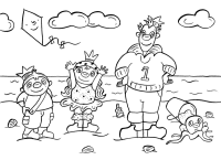 A coloring page of sandcastle