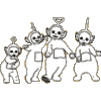 A coloring page of teletubbies