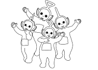 A coloring page of teletubbies