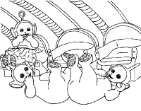 A coloring page of teletubbies