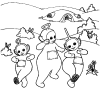 A coloring page of teletubbies