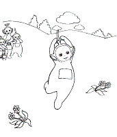 A coloring page of teletubbies