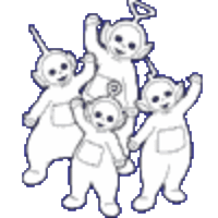 A coloring page of teletubbies