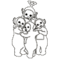 A coloring page of teletubbies