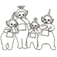 A coloring page of teletubbies
