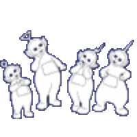 A coloring page of teletubbies