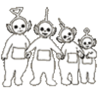 A coloring page of teletubbies