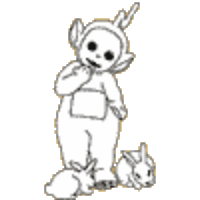 A coloring page of teletubbies