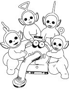 A coloring page of teletubbies