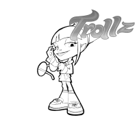 A coloring page of trollz