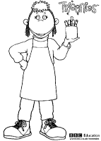 A coloring page of tweenies