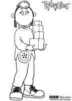 A coloring page of tweenies