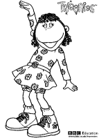 A coloring page of tweenies