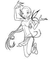 A coloring page of witch