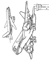 A coloring page of airplane