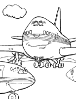 A coloring page of airplane