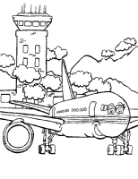 A coloring page of airplane