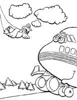 A coloring page of airplane