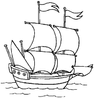 A coloring page of boat