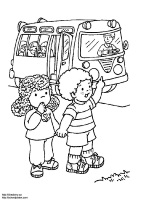 A coloring page of bus